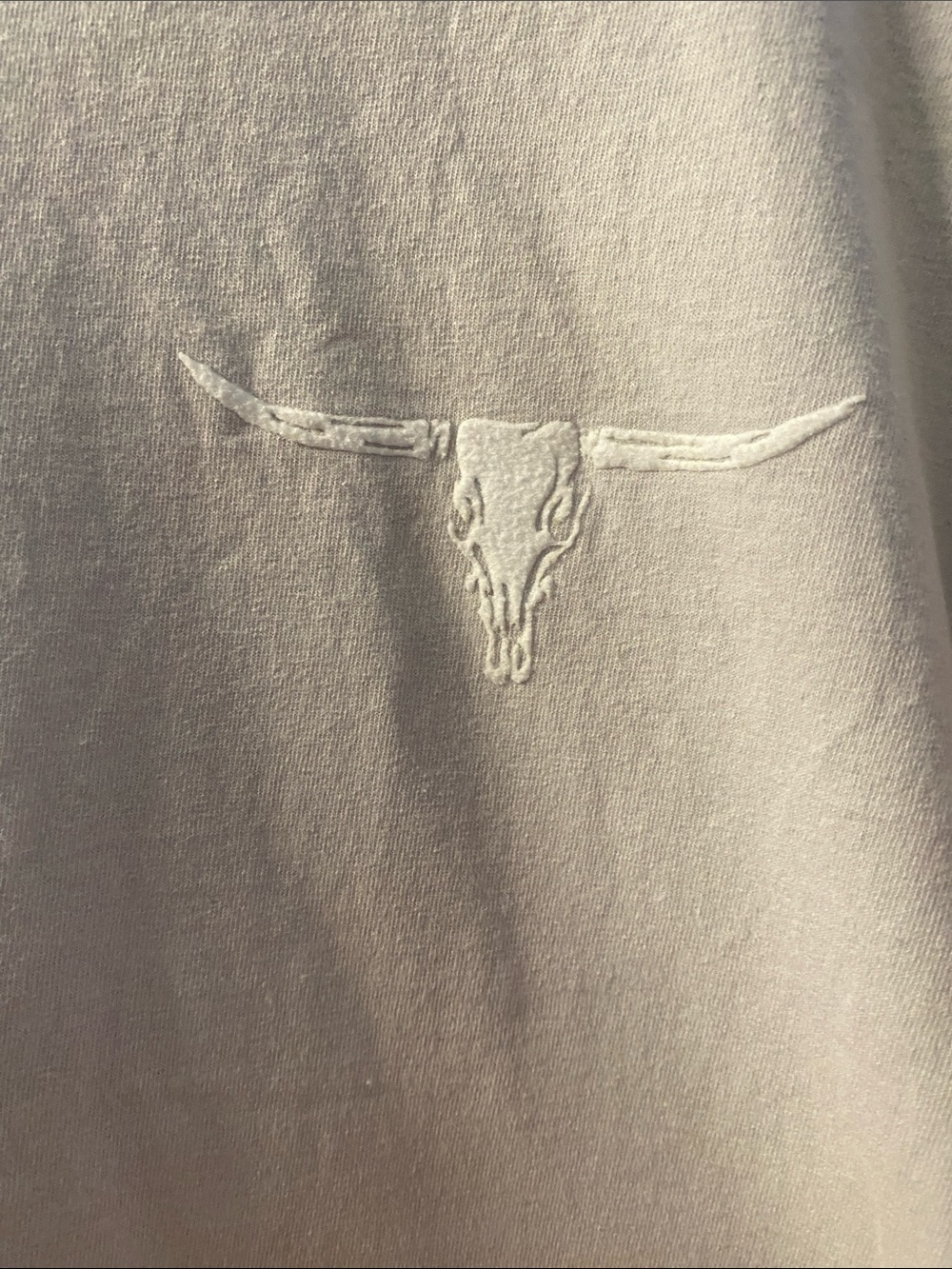 MV Sport Cream Long Sleeve Tee with Tonal Steer Skull